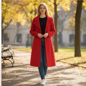 NWT WREN NEW York Bright Red Long Maxi Coat All Season XL